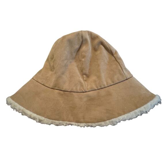 Vtg 70s Suede Sherpa Bucket Hat Made in USA Shearling Lined Winter Cap Size 6 main image 4